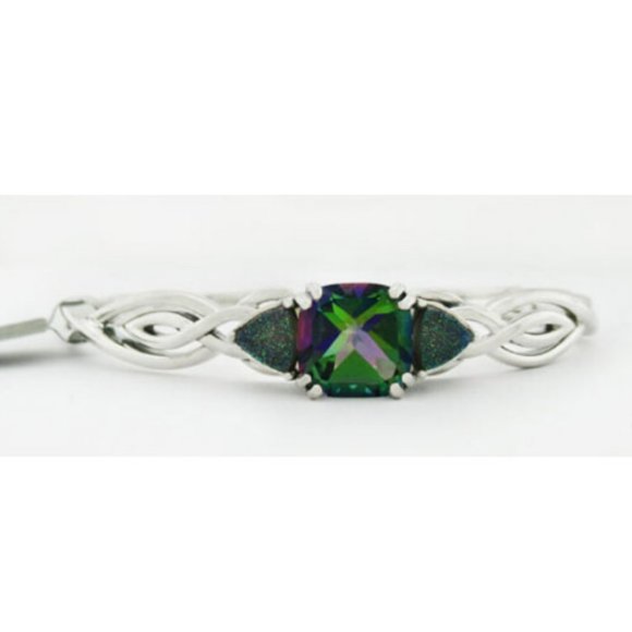 MYSTIC TOPAZ & DRUZZY BANGLE BRACELET .925 Silver